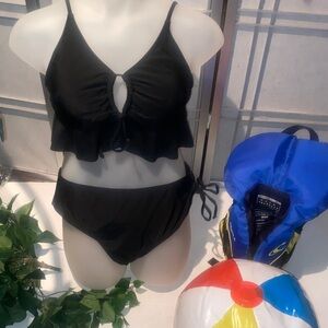 Black Ruffle Two-Piece Bikini